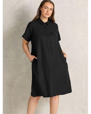 Evans Premium Linen Shirt Dress - Schwarz