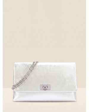 Sosandar Leather Large Clutch Bag - Natural