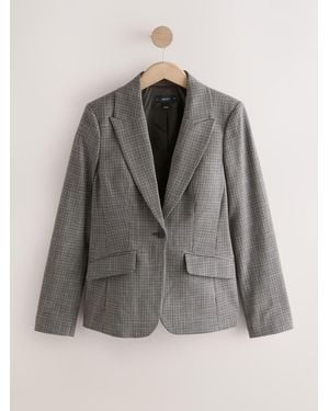 Next Check Sculpted Tailored Single Breasted Blazer - Gray