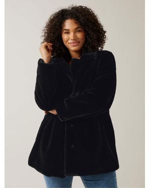 Evans Faux Fur Coat - Blue