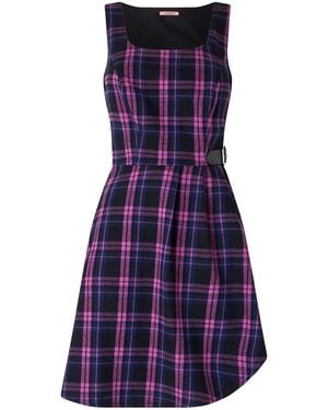 Joe Browns Rita Check Buckle Detail Mini Dress - Purple