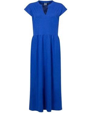 Weird Fish Reed Plain Jersey Notch Neck Maxi Dress - Blue