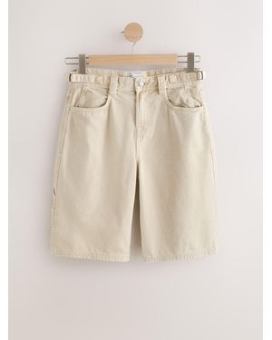 Next Utility Style Denim Jort Shorts - Natural