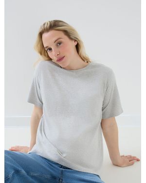 Jojo Maman Bébé Marl Oversized Boyfriend Maternity T-Shirt - Gray