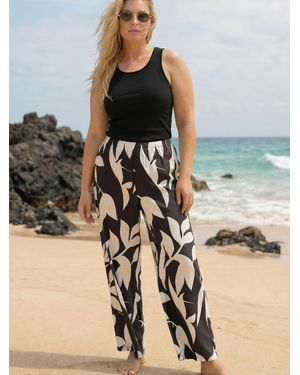 Roman Curve Leaf Print Stretch Trousers - Metallic