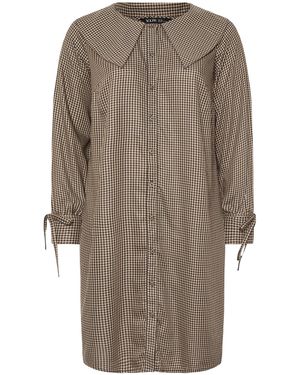 Yours Curve Check Collared Smock Mini Dress - Gray