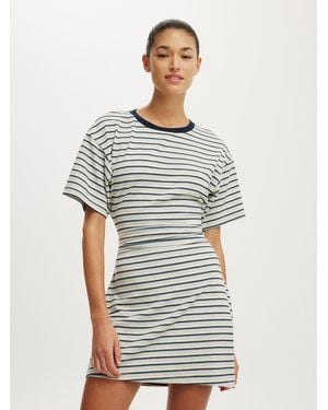 Cotton On Weit Geschnittenes Tuck T-Shirt Mini-Kleid - Weiß