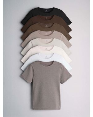The Set 8 Pack Short Sleeve Fitted Crew Neck Tops - Grey