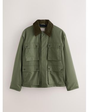Next Khaki Wax Corduroy Collar Barn Jacket - Green