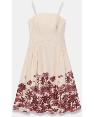 Mint Velvet Palm Print Midi Dress - White