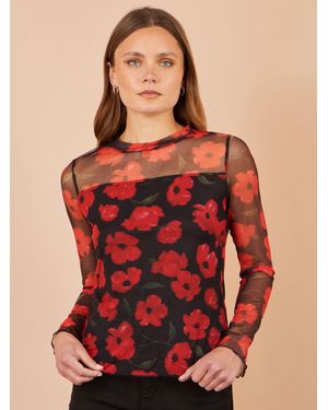 Yumi' Poppy Mesh Top - Red