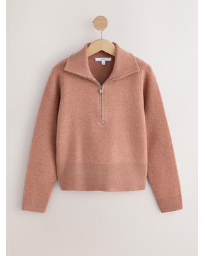 Next Camel Supersoft Funnel Zip Neck Sweater - Pink