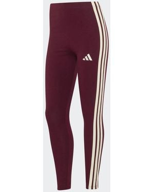adidas Essentials 3-Stripes Cotton Leggings - Red