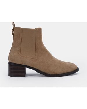 Novo Taupe Davina Almond Toe Low Block Chelsea Boots - Brown