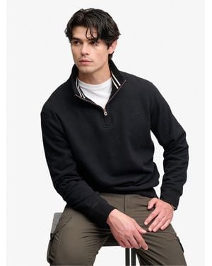 Superdry Essential Serif Logo Half Zip Sweat Top - Black