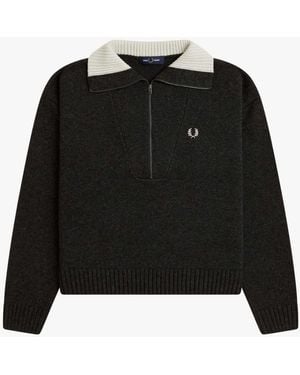 Fred Perry Half Zip Sweater - Black