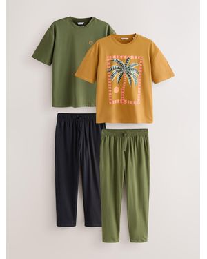 Next Graphic Short Sleeve Pajamas Set 2 Pack - Green
