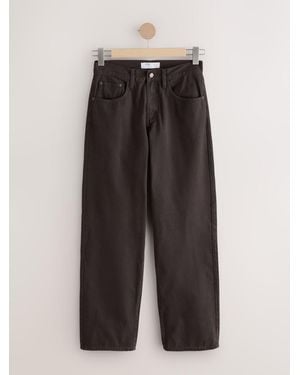 Next Chocolate Mid Rise Wide Leg Baggy Jeans - Brown