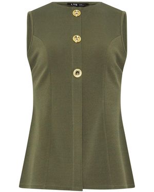 Long Tall Sally Button Textured Waistcoat - Green