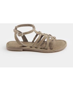 Yours Curve Wide Fit Eee Faux Suede Gladiator Sandals - Natural