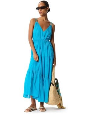 Whistles Petite Cotton Maxi V-Neck Sundress - Blue