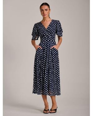Jolie Moi Angel Sleeve Print Lace Maxi Dress - Blue