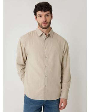 Threadbare Relaxed Fit Linen Blend Shirt - Natural