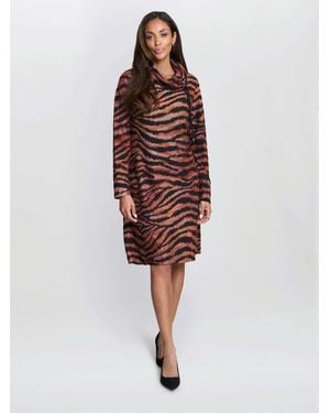 Gina Bacconi Aisling Animal Print Dress - Red