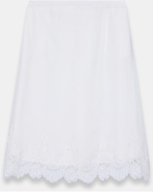 Mint Velvet Ramie Lace Trim Midi Skirt - White