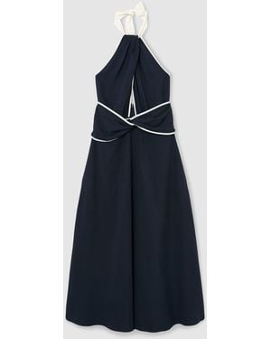 Reiss Blair Halterneck Stretch-Woven Midi Dress - Blue