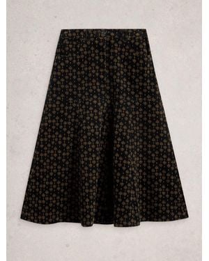 White Stuff Quinn Cord Midi Skirt - Black