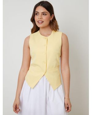 Threadbare Crew Neck Waistcoat - Yellow