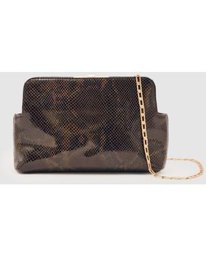 Reiss Snake Bethany Leather Frame Clutch Bag - White