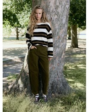 Next Corduroy Barrel Leg Pants - Green