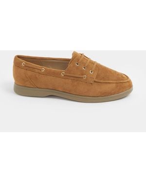 Yours Curve Extra-Wide Fit Faux Suede Loafers - Brown