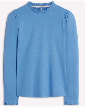 Boden Supersoft Frill Detail Top - Blue