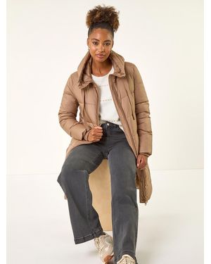 Roman Longline Padded Hooded Coat - Natural