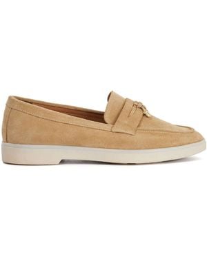 Dune Standard Fit Grinning Unlined Suede Loafers - Natur