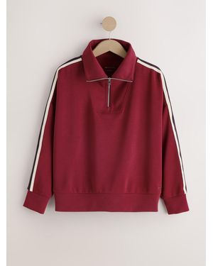 Next Burgundy Active Modal Zip Neck Sweatshirt - Red