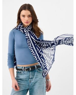 Accessorize Lightweight Geometric Print Scarf - Blue