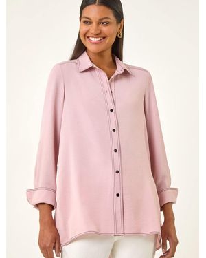 Roman Contrast Stitch Shirt - Pink