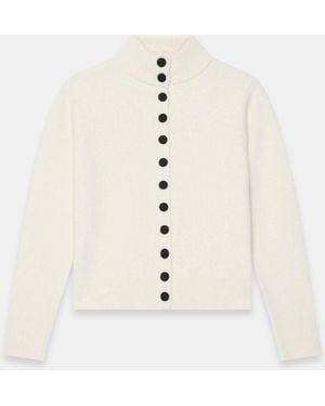 Mint Velvet Funnel Neck Knit Cardigan - Natural