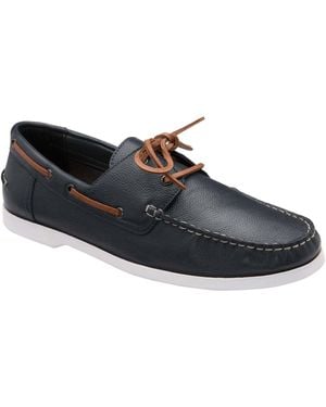 Frank Wright Leather Lace-Up Boat Shoes - Blue