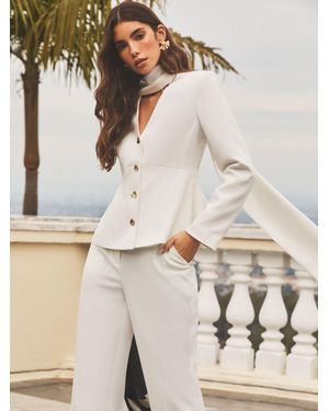 Lipsy Scarf Detail V-Neck Blazer - Natural