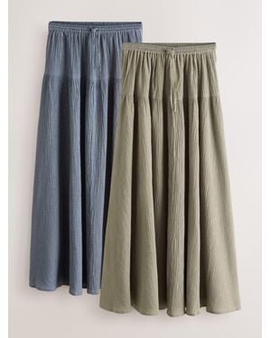 Next Textured Maxi Skirts With Linen 2 Pack - Multicolor