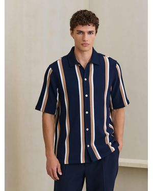 Next Regular Fit Stripe Short Sleeve Jersey Shirt - Blue