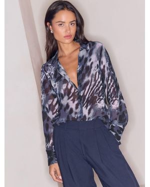 Lipsy Leopard Animal Chiffon Printed Shirt - Blue