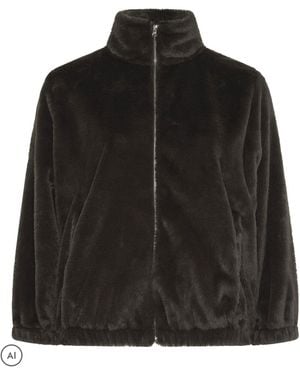 Yours Curve Faux Fur Funnel Neck Jacket - Black