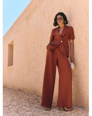 Friends Like These Rust Tie Waist Super Wide Leg Pants - Brown