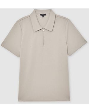 Reiss Lord Premium Interlock Half-Zip Polo Shirt - Natural